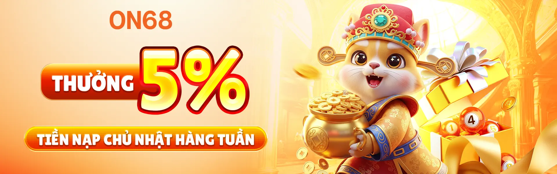 Thưởng 5% tiền nạp chủ nhật hàng tuần